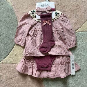Nicole Miller Pink Baby Outfit with Socks